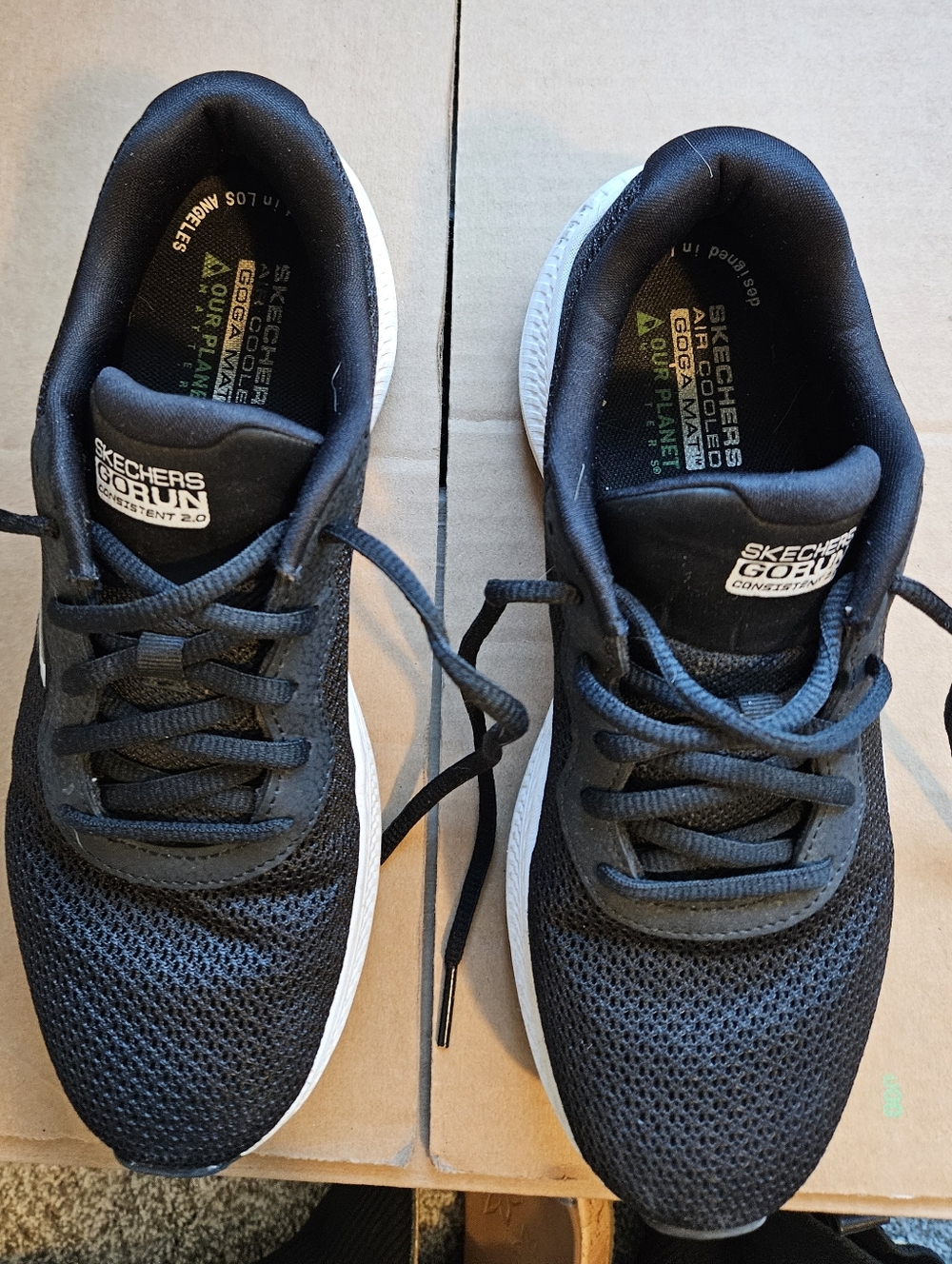 Skechers Black and White GOrun Mesh Athletic Sneakers